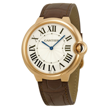 Cartier Ballon Bleu Silver Dial Brown Alligator Leather Men's Watch W6920083