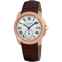 Cartier Caliber Silver Dial 18k Rose Gold Men's Watch WF100013