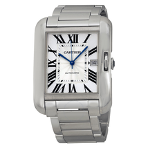 Cartier Tank Anglaise Silver Dial 18kt White Gold Men's Watch W5310025