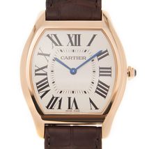 Cartier Tortue Silver Dial 18K Pink Gold Men's Large Watch WGTO0002
