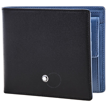 Montblanc Meisterstuck 4cc Wallet- Black/ Light Blue 118300