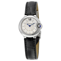 Cartier Ballon Bleu Silver Diamond Dial Black Alligator Leather W4BB0008
