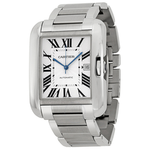 Cartier Tank Anglaise Silver Dial Stainless Steel Men's Watch W5310008