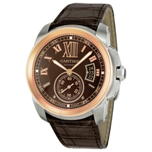 Cartier Calibre de Cartier Brown Dial Pink Gold Bezel Automatic Men's Watch W7100051