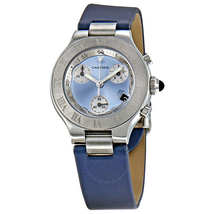 Cartier Chronoscaph Silvered Blue Sunburst Dial Chronograph Ladies Watch W1020013
