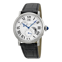 Cartier Rotonde Automatic Silver Dial Black Leather Men's Watch W1556368