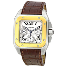 Cartier Santos 100 18kt Yellow Gold and Steel Chronograph XL Men's Watch W20091X7