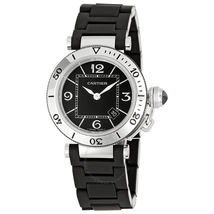 Cartier Steel Pasha Seatimer Black Dial Ladies Watch W3140003