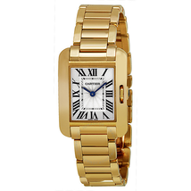 Cartier Tank Anglaise Silver Dial 18kt Yellow Gold Ladies Watch W5310014