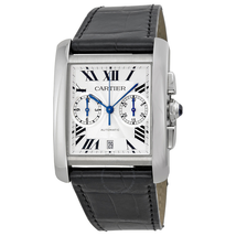 Cartier Tank MC Chronograph Silver Dial Black Leather Men's Watch W5330007