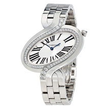 Cartier Delice de  Silver Dial 18kt White Gold Diamond Ladies Watch WG800007