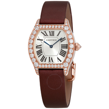 Cartier Tortue Silver Dial 18kt Rose Gold Diamond Ladies Watch WA507031