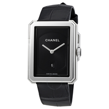 Chanel Boy-Friend Black Guilloche Dial Ladies Watch H4884