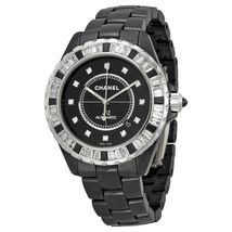 Chanel J12 Automatic Black Diamond Dial Black Ceramic Men's Watch H2024