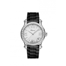 Chopard Happy Sport White Matte Dial Ladies Rubber Watch 278582-3003