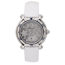 Chopard Happy Sport Diamond Snowflake Steel White Rubber Watch 27/8949