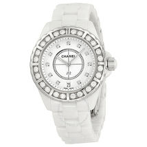 Chanel J12 Diamond Bezel White Ceramic Unisex Watch H2430