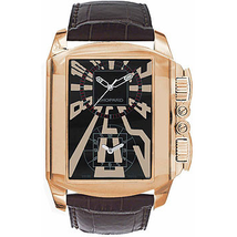 Chopard Dual Time Zone Black Dial Rose Gold Leather Men's Watch 16/2286-5001