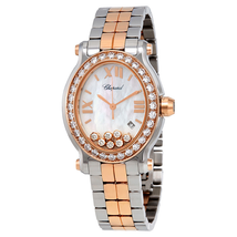 Chopard Happy Sport Oval Diamond 18 kt Rose Gold and Stainless Steel Ladies Watch 27/8546-6004