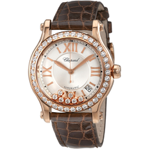Chopard Happy Sport Silver Guilloche Dial Leather Strap Ladies Watch 274808-5003