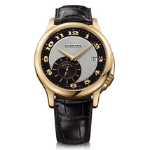 Chopard L.U.C Classic Twist Silver and Black Dial Black Leather Men's Watch 161888-5002