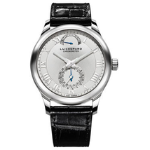 Chopard L.U.C Quattro Silver Dial White Gold Black Leather Men's Watch 161926-1001