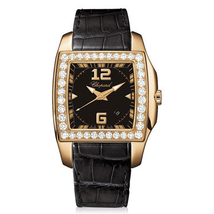 Chopard Two O Ten Black Dial Diamond Black Leather Ladies Watch 137468-5001