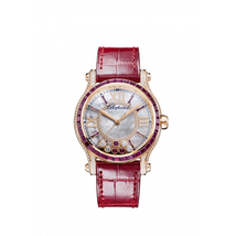 Chopard Happy Sport Mother of Pearl with Diamonds and Rubies Dial Ladies Watch 274891-5004