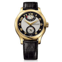 Chopard L.U.C Quattro Mark II Silver and Black Dial Yellow Gold Black Leather Men's Watch 161903-0001
