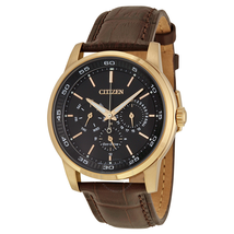 Citizen Dress Eco-Drive Black Dial Brown Leather Men's Watch BU2013-08E