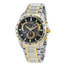 Citizen Perpetual Chrono A-T Black Dial Two-tone Men's Watch AT4004-52E