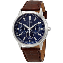 Citizen Corso Blue Dial Brown Leather Men's Watch BU2070-12L