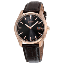 Citizen Eco Drive Black Dial Brown Leather Men's Watch AU1043-00E