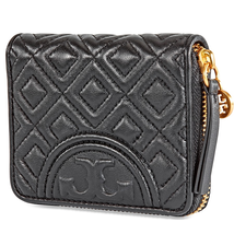 Tory Burch Fleming Medium Leather Wallet- Black 50264-001