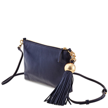 Tory Burch Ladies Leather Navy Leather Tassel Cross-Body 44653-405