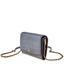 Tory Burch Robinson Embossed Chain Wallet- Zinc 56641-025