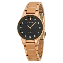 Citizen Axiom Eco-Drive Black Diamond Dial Ladies Watch GA1058-59Q