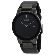 Citizen Eco Drive Axiom Black Dial Black Leather Men's Watch AU1065-07E