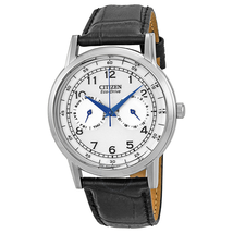 Citizen Eco-Drive Silver Dial Black Leather Men's Watch AO9000-06B