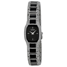 Citizen Normandie Black Dial Stainless Steel Crystal Ladies Watch EW9780-57E