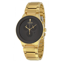 Citizen Axiom Eco Drive Chronograph Black Dial Gold-tone Men's Watch AT2242-55E