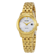 Citizen Diamond Silver Dial Yellow Gold-tone Ladies Watch EW2392-54A