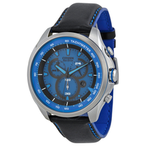 Citizen Drive Blue Dial Chronograph Black Leather Men's Watch AT2180-00L
