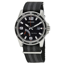 Citizen PRT Black Dial Striped Nylon Men's Watch AW7030-06E