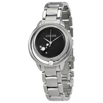 Citizen L Sunrise Solitare Black Diamond Dial Ladies Watch EW5520-50E