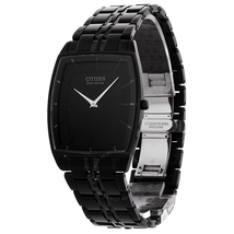 Citizen Stiletto Eco-Drive Black Dial Black IP Stainless Steel Men's Watch AR3025-50E
