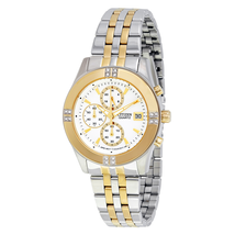 Citizen Silver Dial Ladies Two-Tone Chronograph Watch FA1044-51A