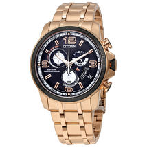 Citizen Eco Drive Chrono Time A-T Black Dial Gold-tone Men's Watch BY0108-50E