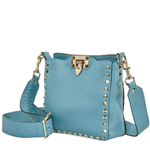 Valentino Mini Rockstud Leather Hobo Bag- Blue RW0B0C17VSF PI4