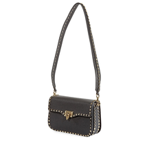 Valentino Rockstud Grainy Calfskin Crossbody Bag- Black RW2B0C25VSL 0NO
